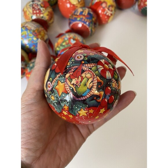 15 Vintage MCM Decoupage Christmas Ornaments - Picture 10 of 13